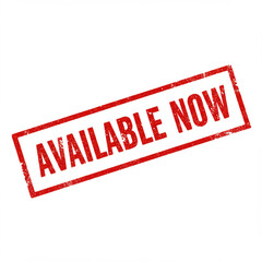 Available Now Red Grunge Rubber Stamp Text Graphic Vector