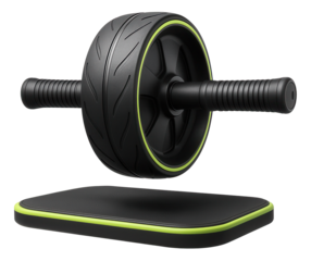 Wide wheel ab roller with integrated knee pad for floor protection during workouts