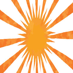 Vibrant orange sunburst design with watercolor texture, radiating warmth, energy, and a dynamic glow.