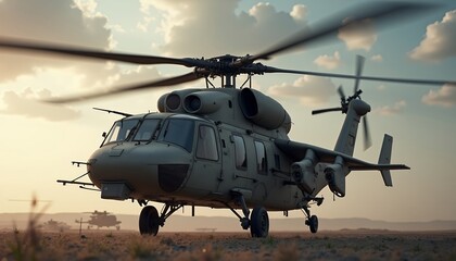 Military Helicopter on Ground