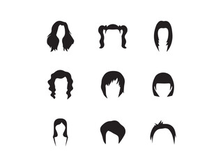 Collection of hairstyles for women. Girls hairstyle silhouettes. Types of women’s hairstyles