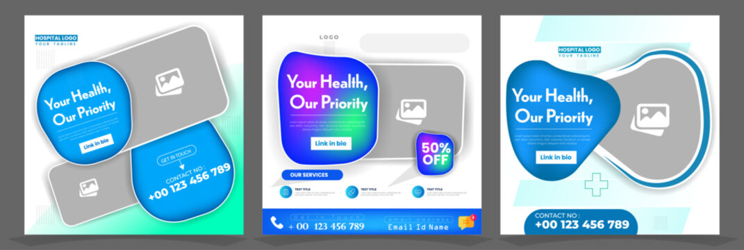 Healthcare social media post for hospital clinic promotion web banners