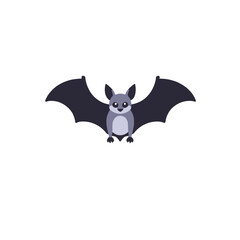 Fototapeta premium Cute Cartoon Bat Illustration for Halloween Decorations-Spooky Bat Clipart for Kids Crafts-Adorable Bat Character Design for Children's Books-Halloween Vector Bat Image