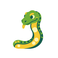 Cute Cartoon Snake Illustration- Smiling Green Snake with Tongue Out- Animal Character for Kids- Educational Resource- Reptile Art- Wildlife Graphic