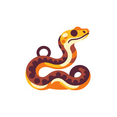 Naklejka premium Cute Cartoon Snake Illustration- Yellow and Brown Reptile Design- Snake with Decorative Ring- Friendly Snake Character for Kids- Vector Snake Image