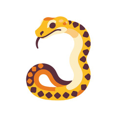 Fototapeta premium Cute Cartoon Snake Illustration- Yellow Snake with Brown Spots- Educational Animal Graphic for Kids- Reptile Clipart Image- Children's Book Illustration Snake Design