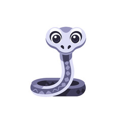 Fototapeta premium Cute Cartoon Snake Illustration-Friendly Snake Character With Big Eyes-Playful Reptile Vector Design-Adorable Animal Clipart Image for Kids