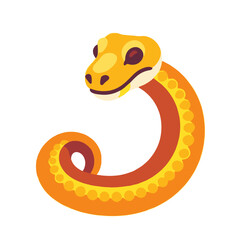 Fototapeta premium Cute Cartoon Snake Illustration-Orange Snake Vector-Scaly Reptile Graphic-Animal Mascot Design-Isolated Snake Clipart for Kids-Wildlife Illustration-Friendly Snake Image