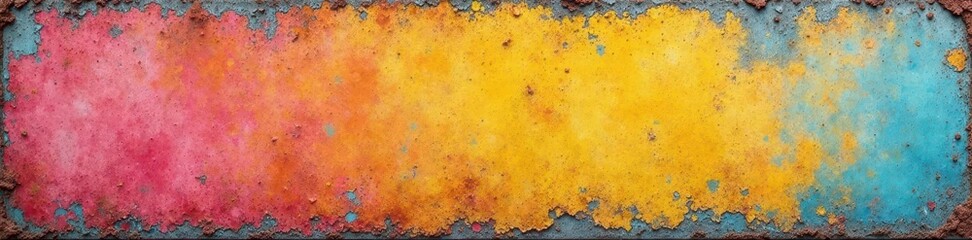 Faded billboard with peeling paint and visible stains , image, retro, city