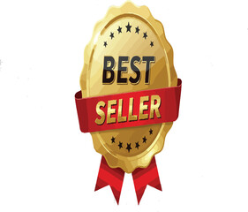 Golden "Best Seller" award badge with stars and red ribbon, signifying top product quality and recognition.
