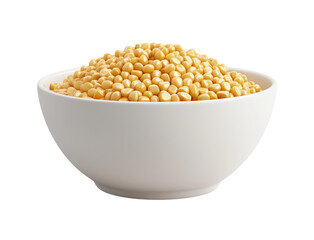Bowl of yellow corn kernels isolated on white or transparent background Cutout PNG