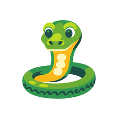 Cute Green Snake Cartoon Illustration-Adorable Reptile Clipart-Friendly Snake Character for Kids-Perfect for Educational Materials and Children's Books
