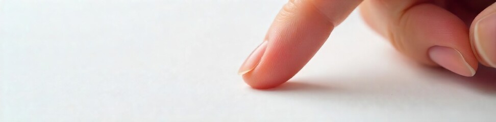 Gentle Fingertip Touching Pristine White Surface Calm, Monochrome Elegance