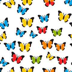 Colorful Butterfly Pattern-Seamless Insect Background-Bright Spring Designs for Fabric-Wallpaper-Kids Crafts-Whimsical Nature Illustration