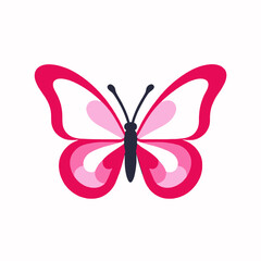 Naklejka premium Pink Butterfly Illustration- Cute Insect Art for Kids- Colorful Butterfly Design- Perfect for Nature Lovers- Springtime Graphic Element