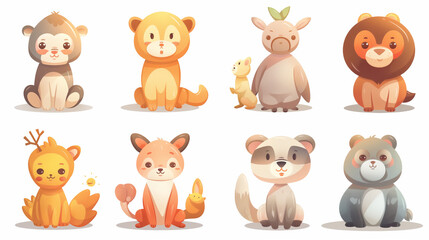 Set of Cute Animals,printable animal graphics, animal-themed classroom decor, sweet animal cartoons, whimsical animal drawings, animal group artwork