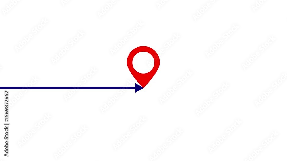 Poster animated arrow path indicating location destination. location route animation. minimal map marker an