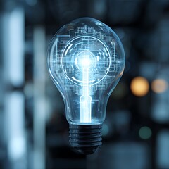 Glowing Light Bulb with Circuit Board Inside