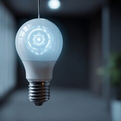 Glowing Light Bulb with Futuristic Technology Inside