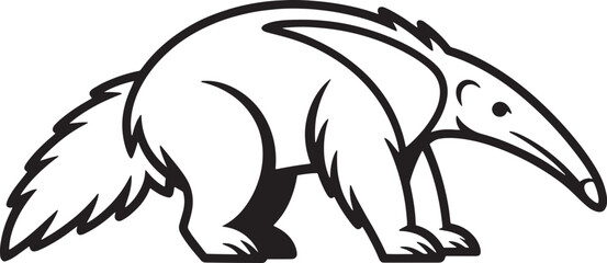 Anteater walking with bushy tail animal mammal