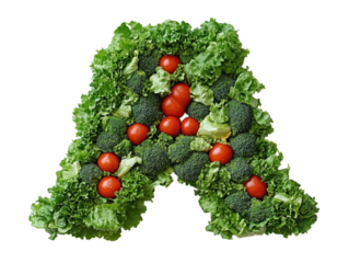 A large letter made of vegetables