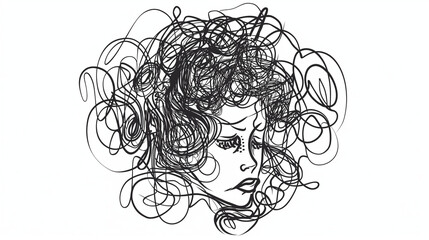 
Tangle and untangle, psychotherapy and psychology concept. Tangled vector line illustration. Doodle. Abstract change graphic. Problems solution creative design concept 