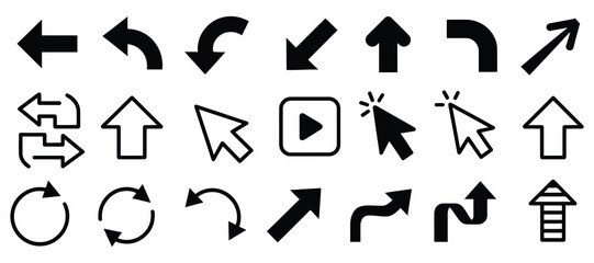 Simple Black arrow vector icon pack,