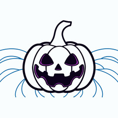 Spooky Halloween Jack-o'-lantern in Water Splashes