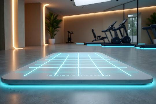 Experience Cutting-Edge Fitness with the Interactive Smart Mat, Personalized Workouts in a Modern Gym Setting