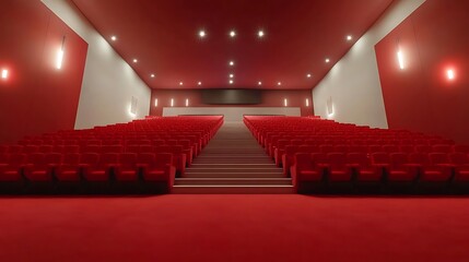 Empty Red Cinema Auditorium.