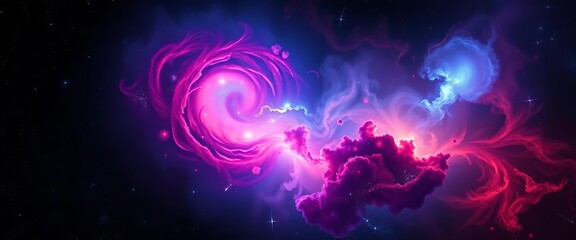Fototapeta premium Vibrant nebula swirls, cosmic dust veils, glowing gas clouds illuminate the dark universe, deep space, galactic