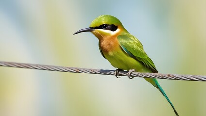 Obraz premium Green bee-eater on electric wire