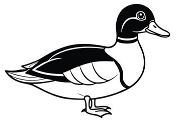 Monochrome Duck Vector Illustration Bold Outlines and Contrasting Fill Design for Graphic Projects