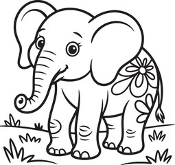 Cute elephant with floral pattern animal baby