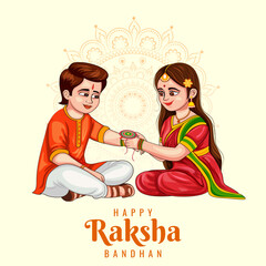 brother and sister tying rakhi on Raksha Bandhan, Indian festival