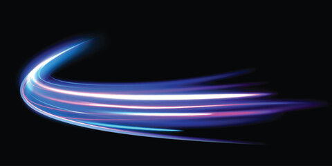 Light Vortex, a luminous arc of bright purple light. Light flow Energy flows along the trajectory, creating a sense of movement, speed and digital momentum.