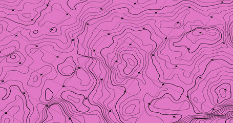 Realistic Pink Abstract Terrain Map for Geographical Data Visualization.