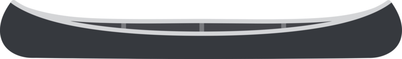 A dark gray, curved, flat object with a light gray, horizontal, interior structure.