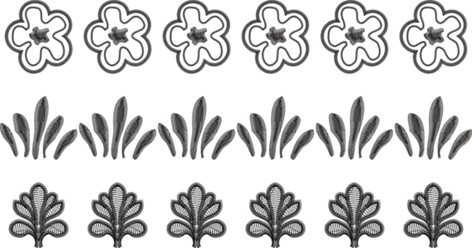 Ornamental Embroidery Pattern with Flowers and Leaves