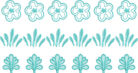 Ornamental Embroidery Pattern with Flowers and Leaves
