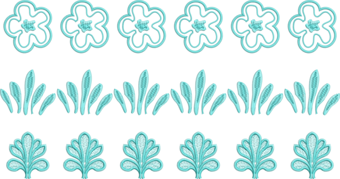 Ornamental Embroidery Pattern with Flowers and Leaves
