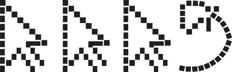 Four black pixelated cursor icons on a plain white background