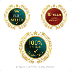100% guaranteed Badges Set, Golden and Metal Vector Stamps and Hexagon Label Design with text design.