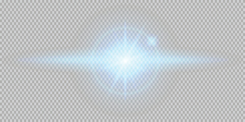 Realistic blue lens flare effect with transparency, ideal for photo overlays, lighting effects, digital art, or enhancing cinematic scenes and visual design
