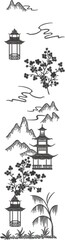 Asian Inspired Landscape with Pagoda