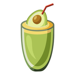Avocado Smoothie in glass vector white background
