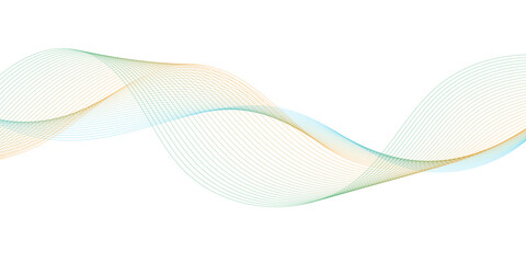 Abstract wave element for design. Digital frequency track equalizer. Stylized line art background. Vector illustration. Wave with lines created using blend tool. Curved wavy line, smooth stripe.