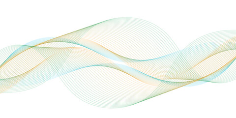 Abstract wave element for design. Digital frequency track equalizer. Stylized line art background. Vector illustration. Wave with lines created using blend tool. Curved wavy line, smooth stripe.