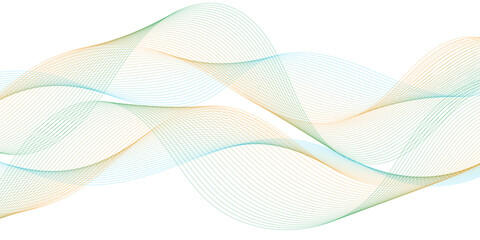 Abstract wave element for design. Digital frequency track equalizer. Stylized line art background. Vector illustration. Wave with lines created using blend tool. Curved wavy line, smooth stripe.