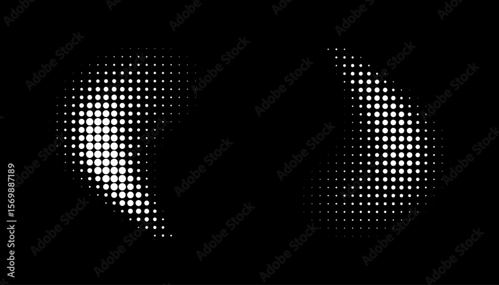 Wall mural white halftone vector dots curved gradient pattern background. curve dotted spots using halftone cir